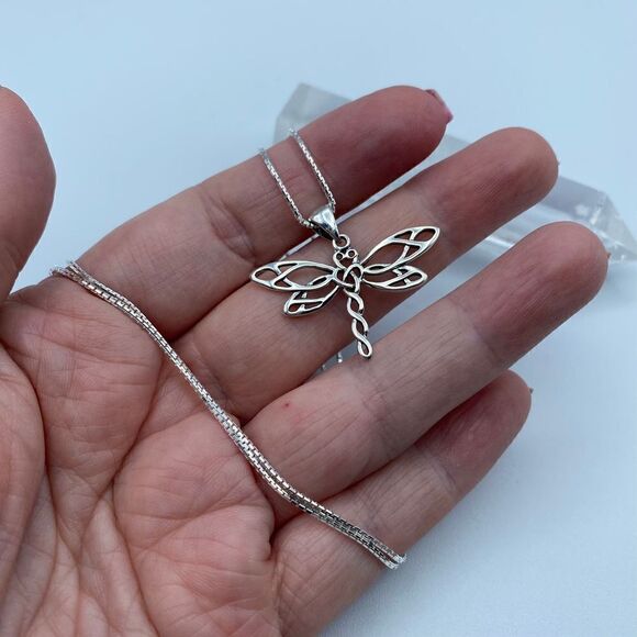 Dragonfly Sterling Silver Necklace, Spiritual - Picture 5 of 6